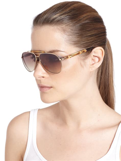 gucci gold bamboo sunglasses|gucci bamboo aviator sunglasses.